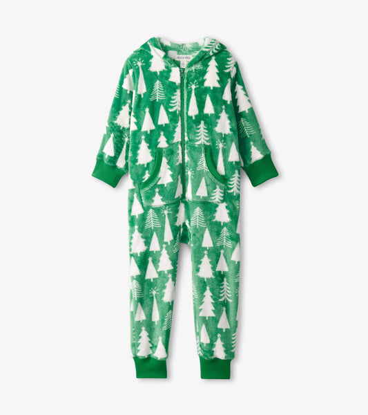 Little Blue House Hooded Fleece Jumpsuit - Christmas Trees