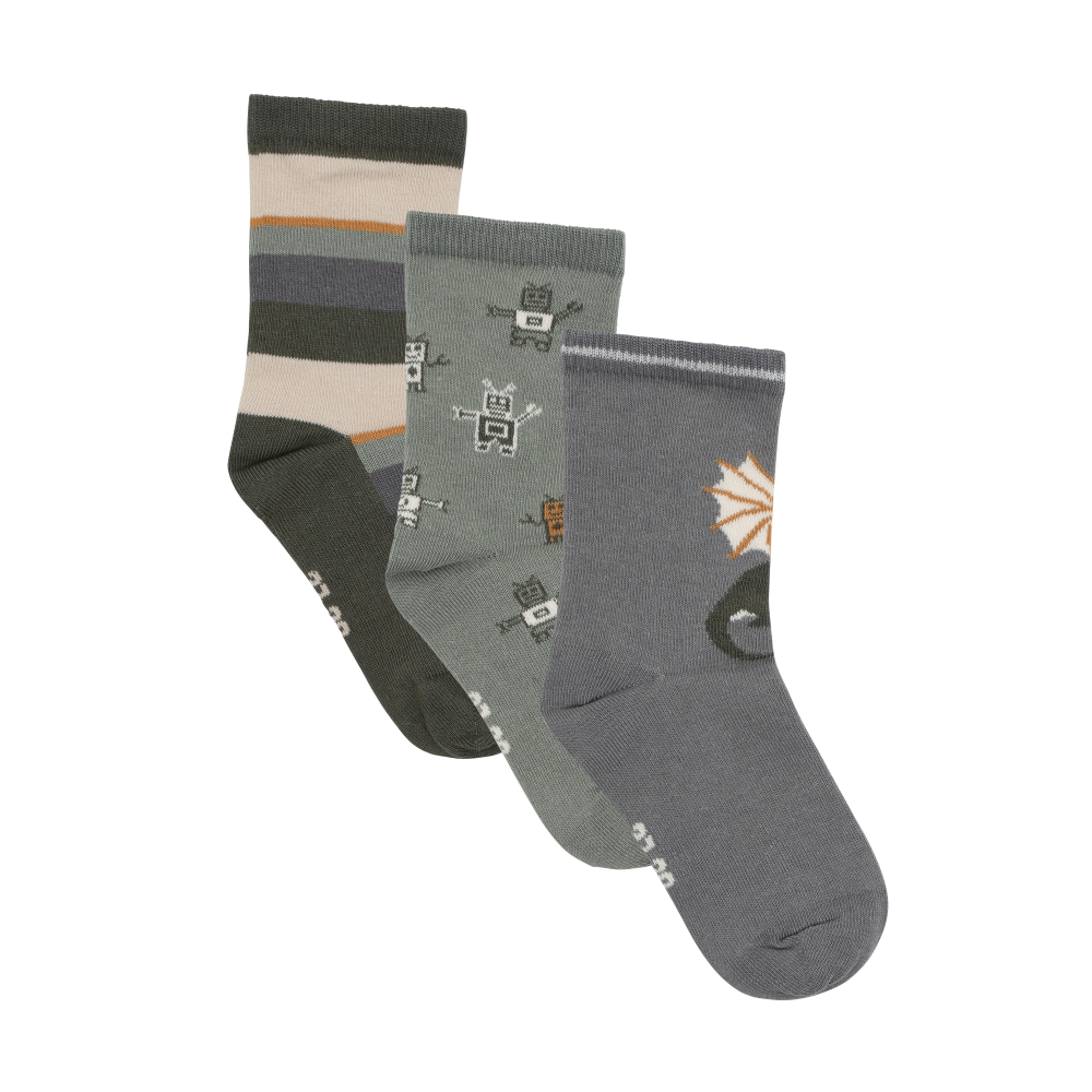 Minymo 3 Pack Socks - Robots & Dragons