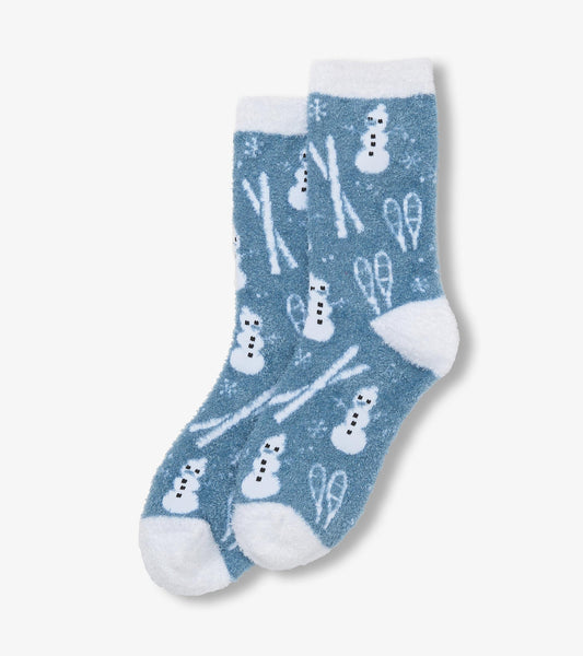 Little Blue House Adult Socks - Fuzzy Snowman