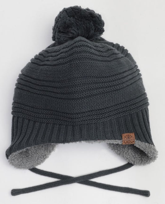 Calikids Knit Pom Pom Hat - Graphite (Final Sale)