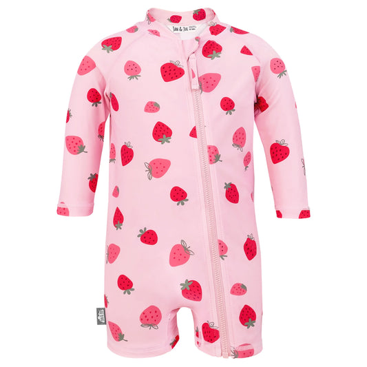 Jan & Jul UV Sunsuit - Pink Strawberries