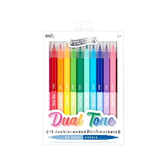 Ooly Dual Tone Double Ended Brush Markers - Set of 12