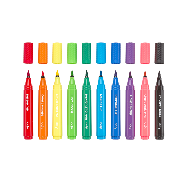 Ooly Big Bright Brush Markers - Set of 10