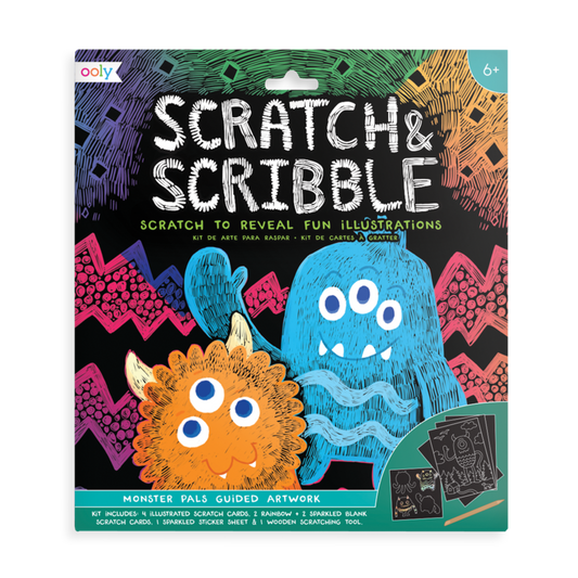 Ooly Scratch and Scribble Scratch Art Kit - Monster Pals
