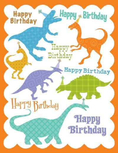 Yellow Bird Card - Happy Birthday Dinosaurs