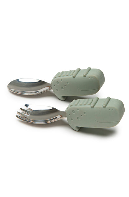 Loulou Lollipop Learning Spoon and Fork Set - Alligator