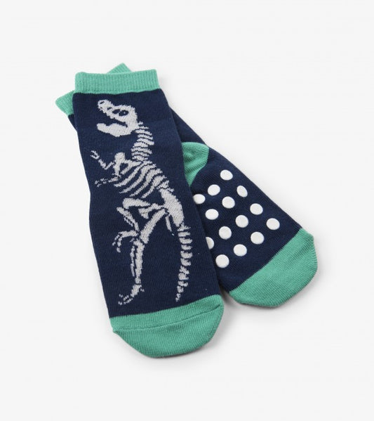 Little Blue House Socks - Glow Dinosaur Skeleton