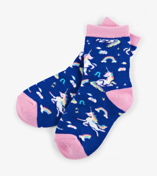 Little Blue House Crew Socks - Rainbow Unicorn