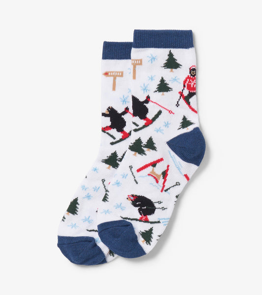 Little Blue House Crew Socks - Wild About Skiing (Final Sale)