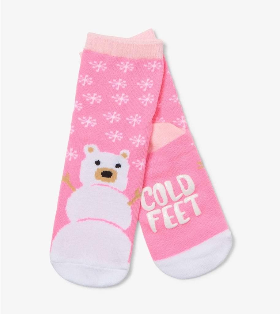 Pink Snow Bear Socks