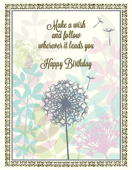 Yellow Bird Card - Birthday Dandelion Wish